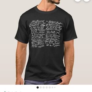 Declaration of Independence Signatures American Flag Black & White Tee Shirt, L